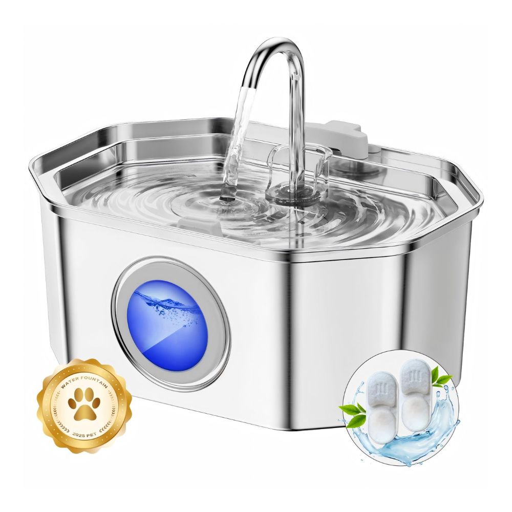 Apauk 3,2 L fuente de agua silenciosa para gatos de acero inoxidable